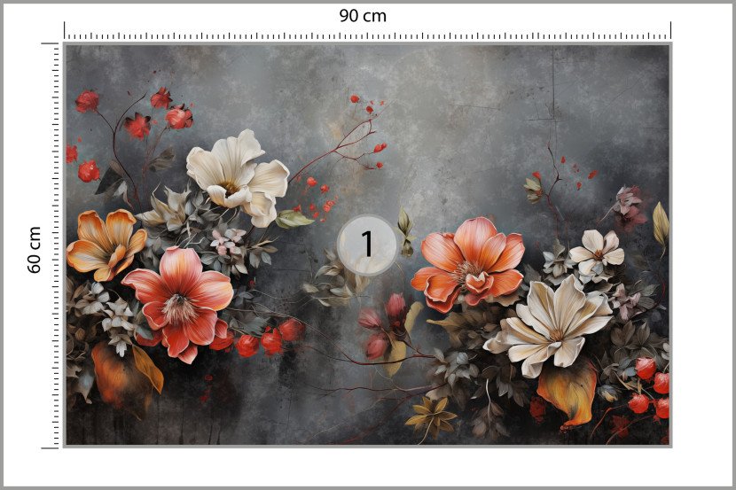 Fototapeta Ścienna Kwiaty Na Betonie Efekt 3D 90x60cm
