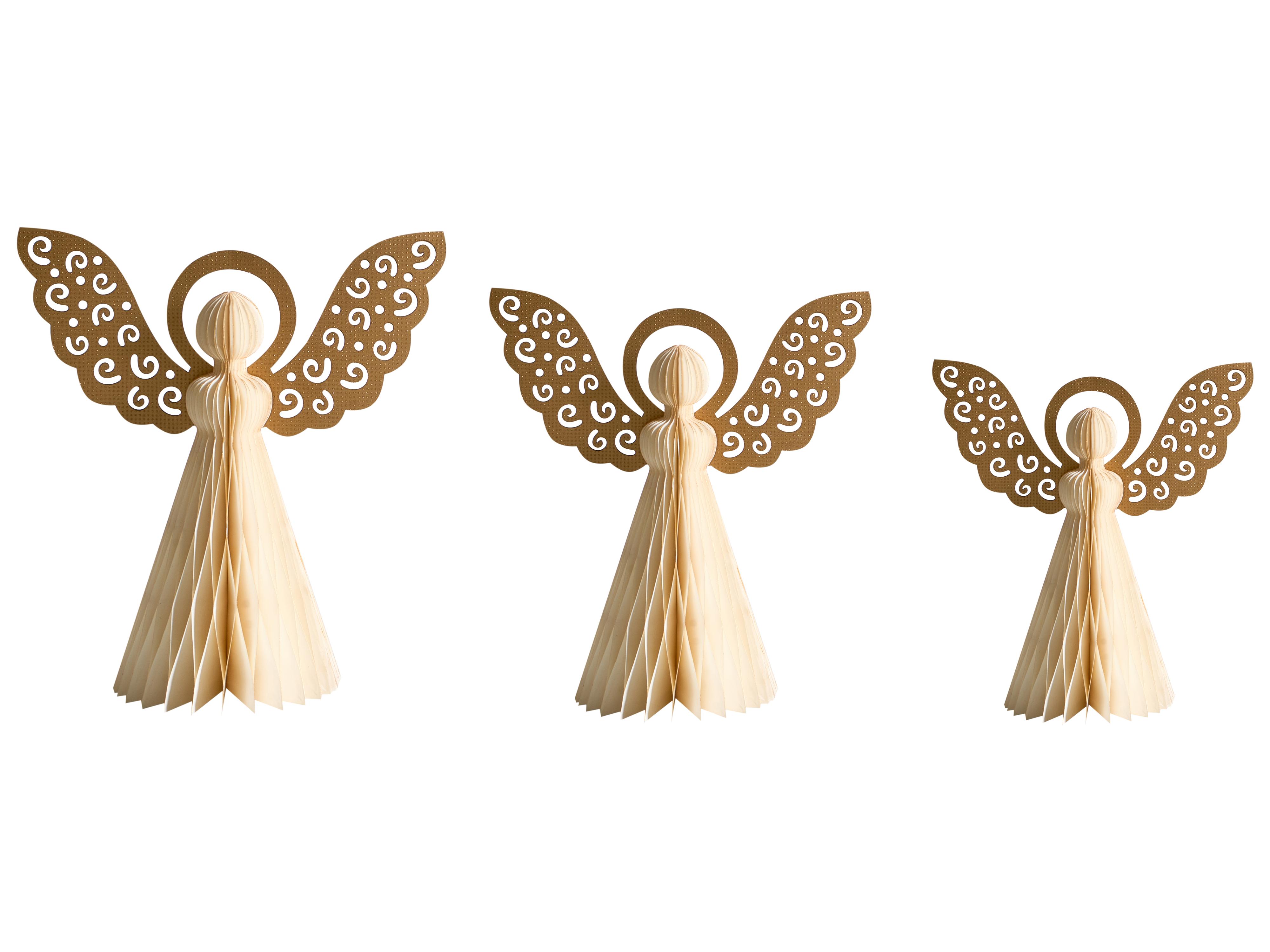 Set of 3 Figurines EIRA Angel 24/28/33 cm Beige