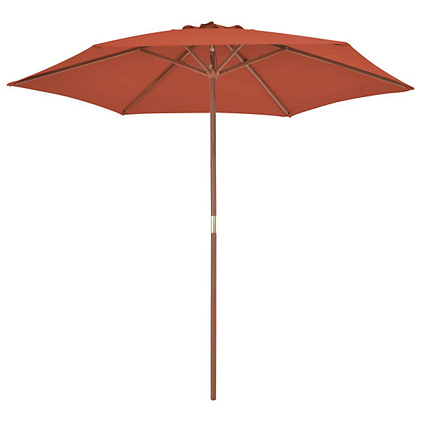 Parasol d'exterieur avec mât en bois bois orange Helloshop26