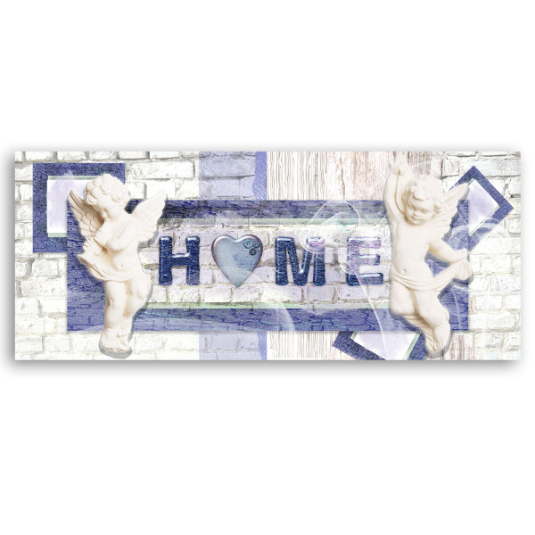 Feeby Obraz na płótnie, Niebieski napis Home 90x30