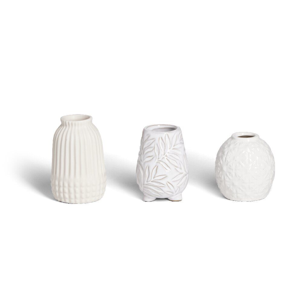 Lot de 3 vases déco céramique blanc