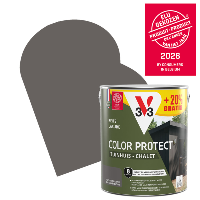 Lasure pour chalet Color Protect gris taupé 2,5 L   0,5 L gratuit V33