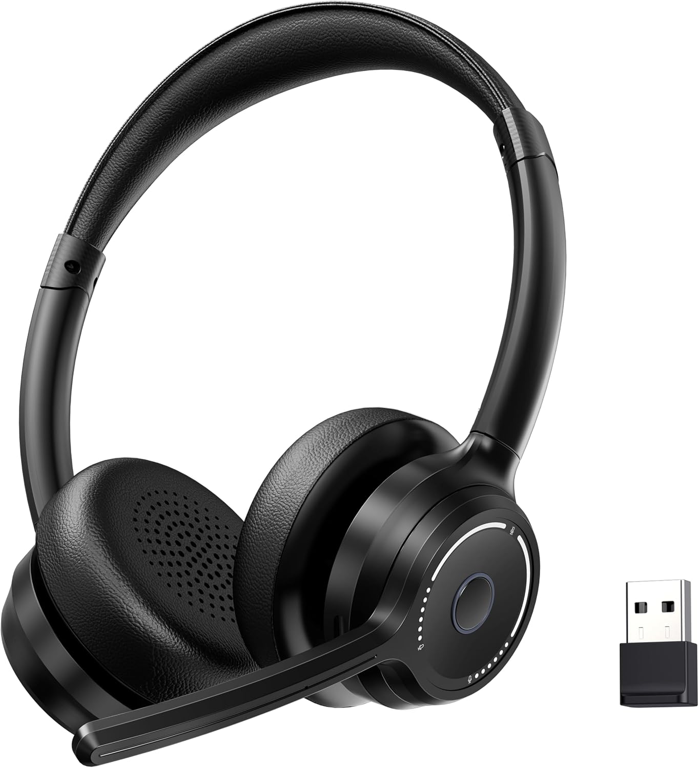 Gixxted (2026 Upgraded) Wireless Headset with Mic for Work, Bluetooth Headset with Noise Canceling Microphone, Wireless Headphones with Mic and USB Dongle and Mute, Fit for Computer/PC/Teams