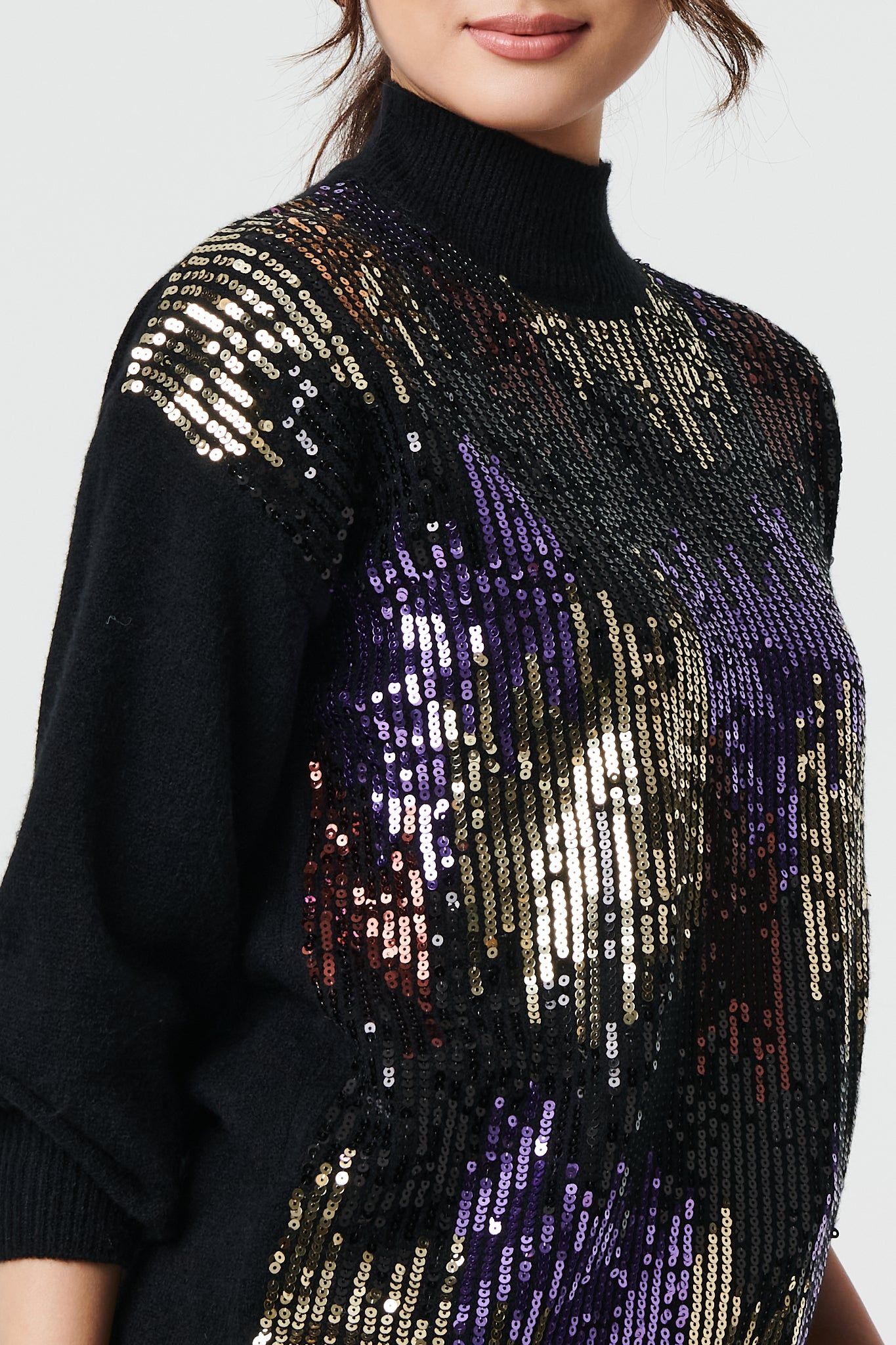 Izabel London Sequin Embellished Puff Sleeve Jumper