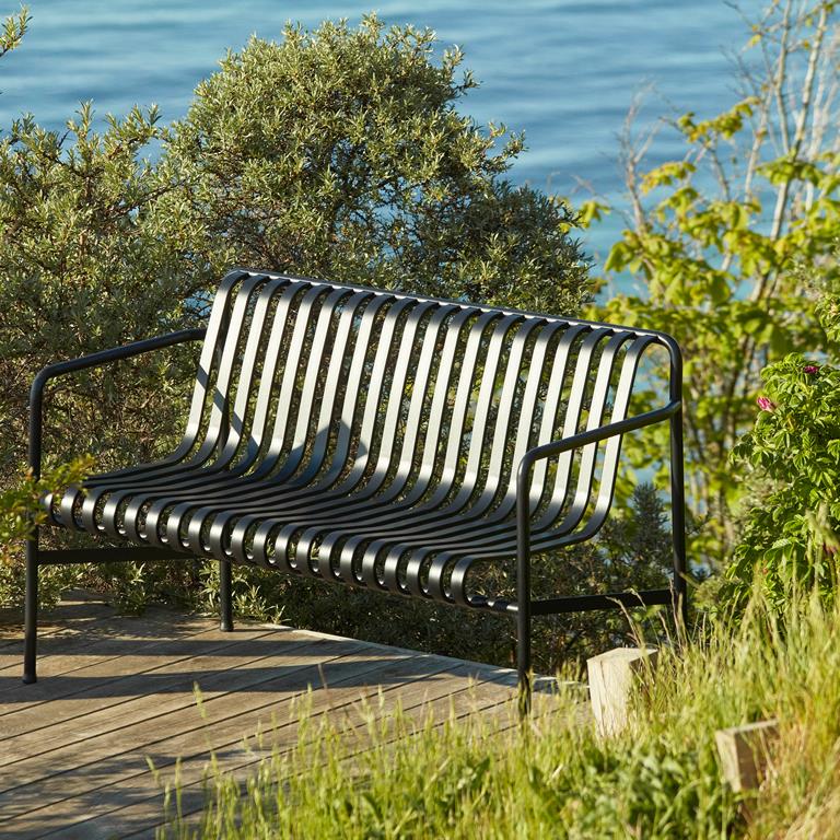 HAY Palissade Tuinbank 2,5-zits met Armleuning - Antraciet