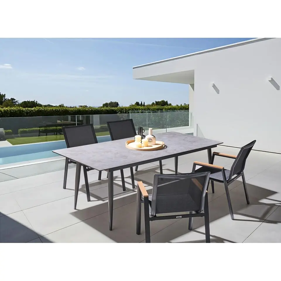 SOVARETO - Tuintafel - Donkergrijs/Lichtgrijs - HPL/Aluminium