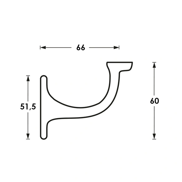 Handlaufträger, Messing, flach Auflage
