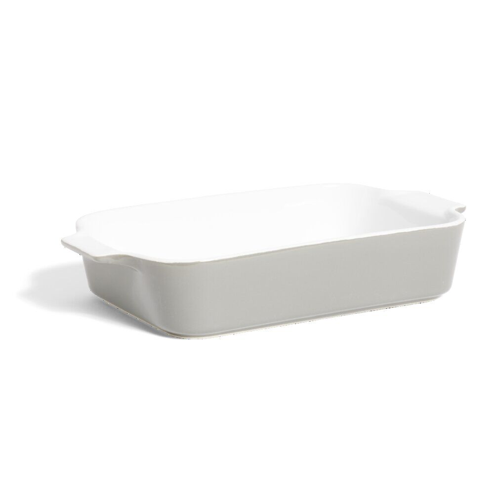 Plat à four en grès blanc et gris foncé 31x17xH6,2cm