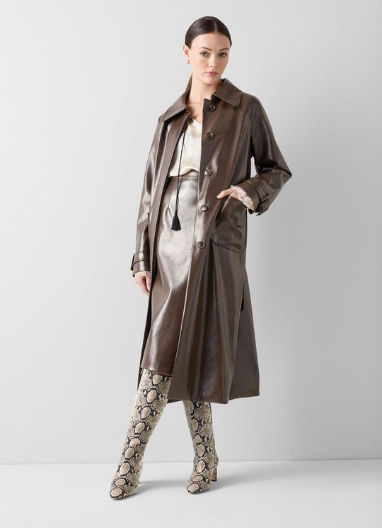 Wendy Brown Faux leather Trench Coat