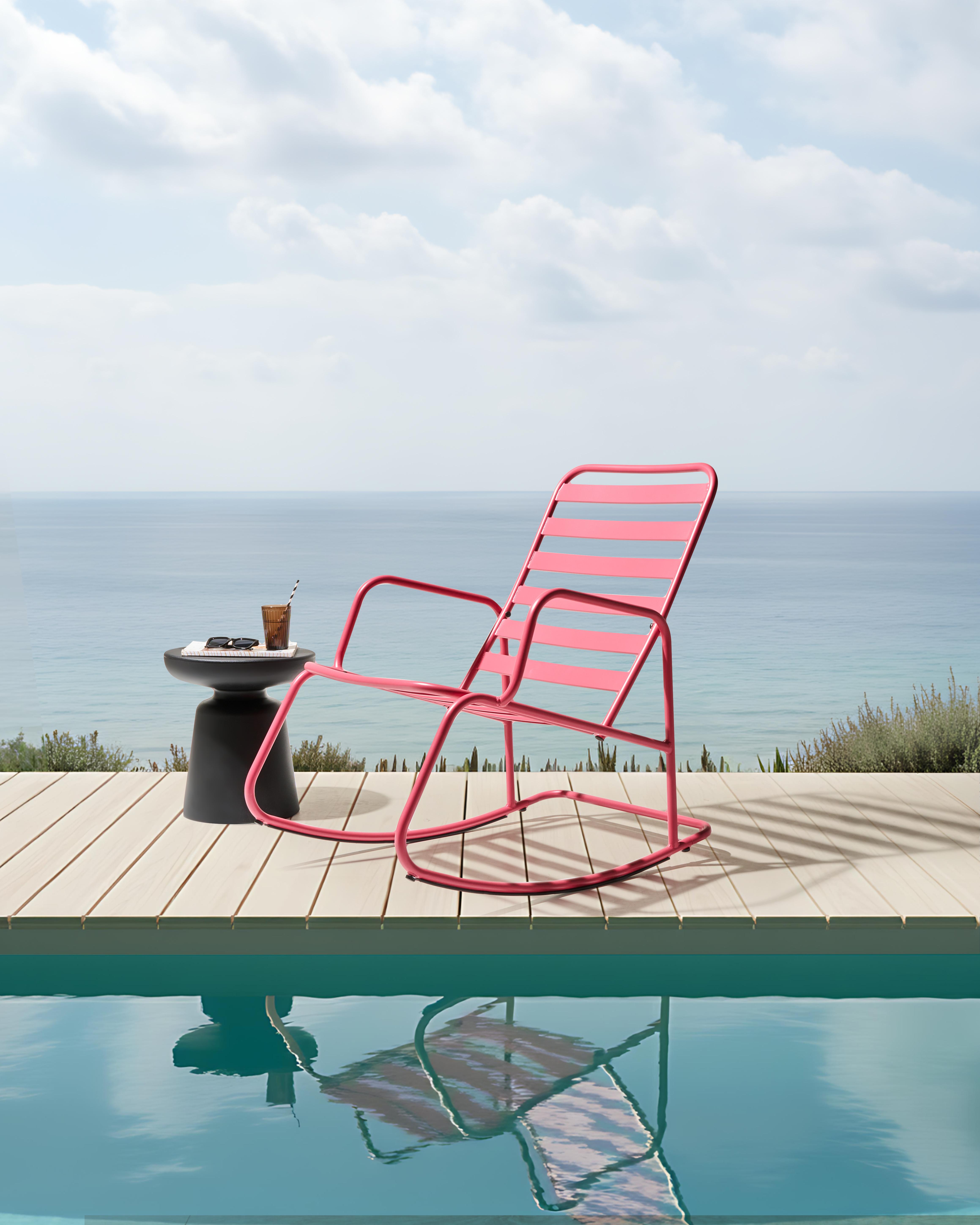 Garden Rocking Chair TURI Metal Pink