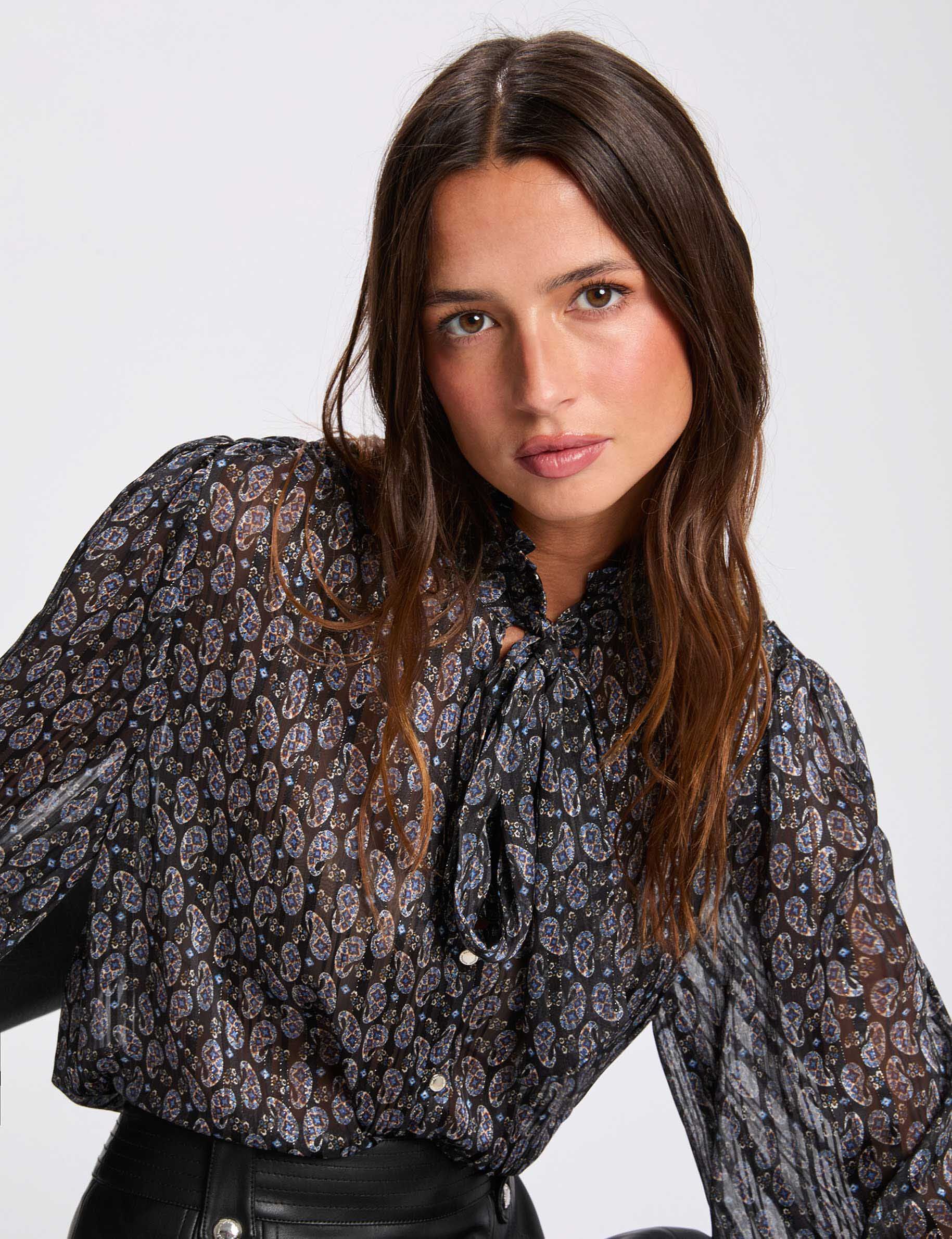 Flowy V-Neck Shirt Multicolor Women