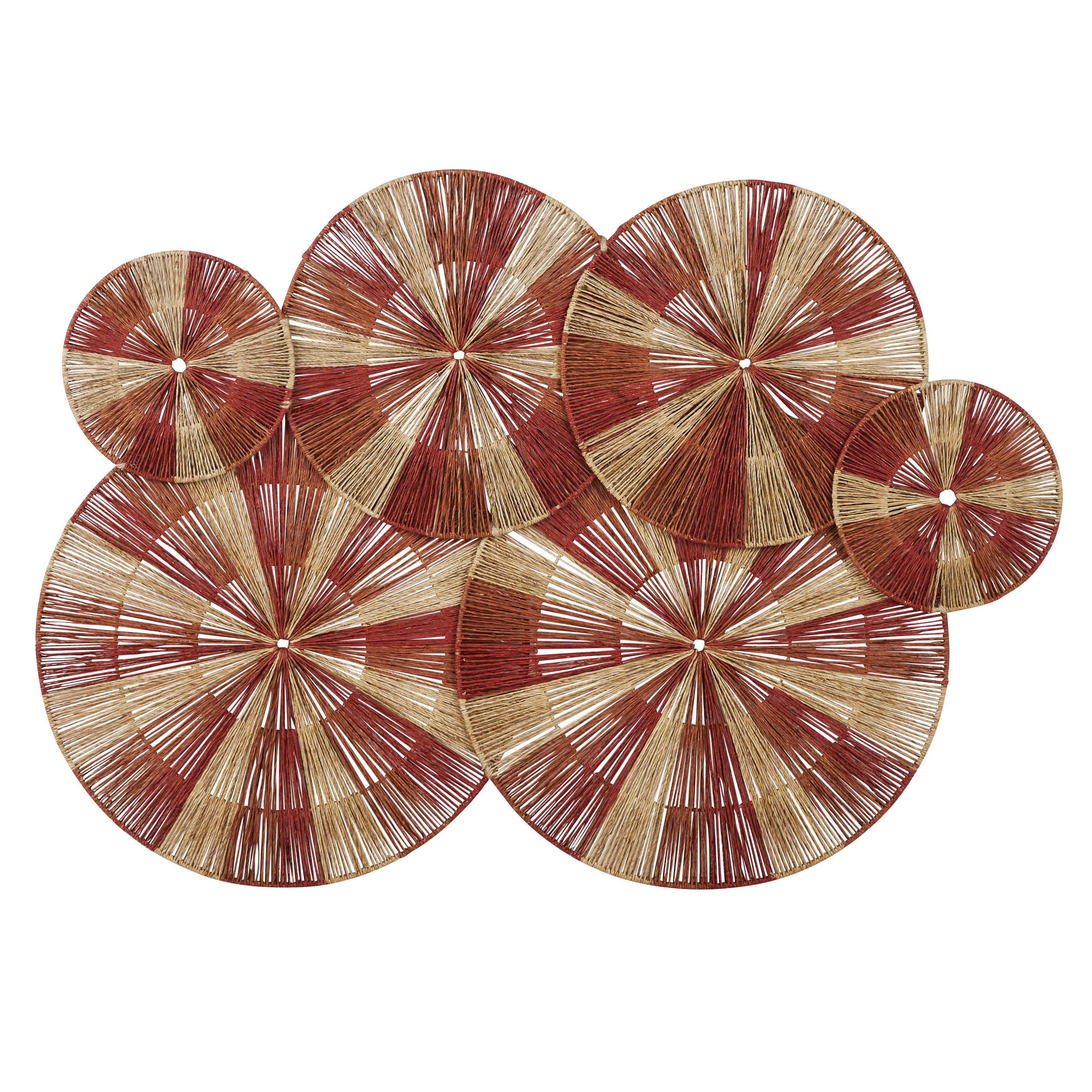 ANTONIN - Déco murale en jute tissé beige et rouge 112x80