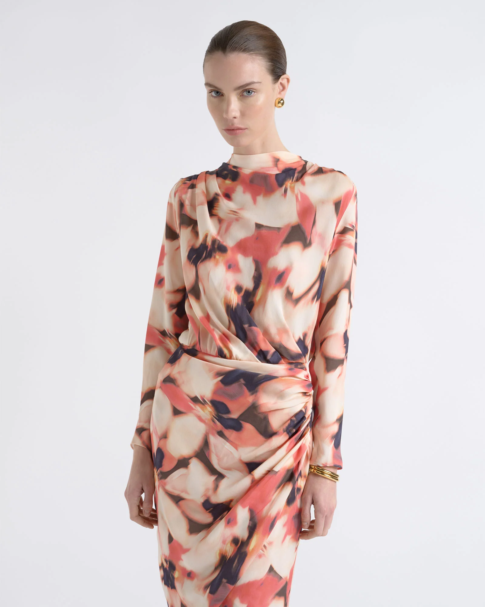 Romantic Floral Gathered Mini Dress