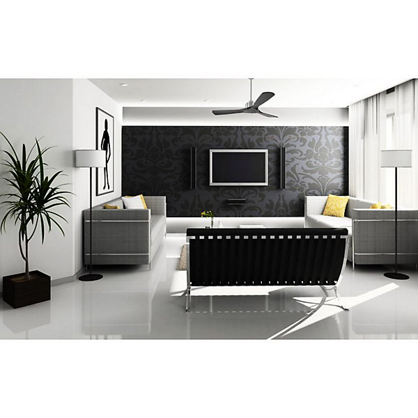 Modulo Slim de Klassfan - Ventilateur de plafond et destratificateur moteur DC chrome et pales bois noir 25 à 40 m²