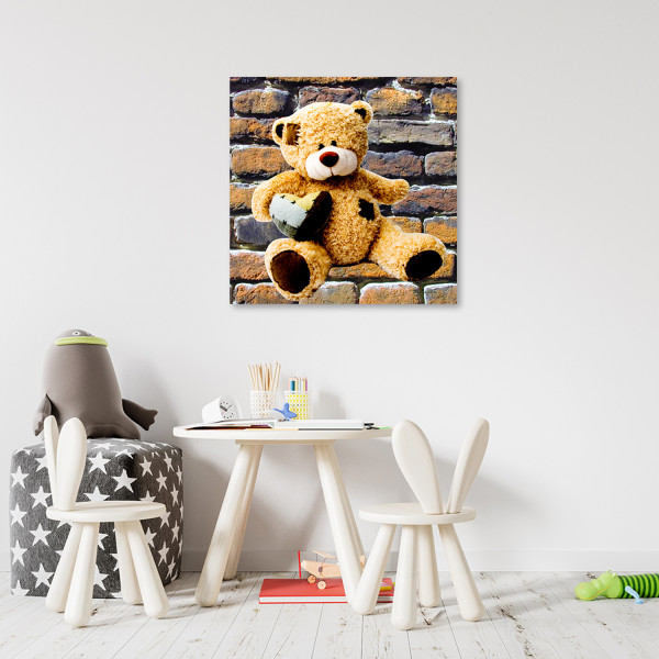 Feeby Obraz Pluszowy miś z serduszkiem dla dzieci 30x30