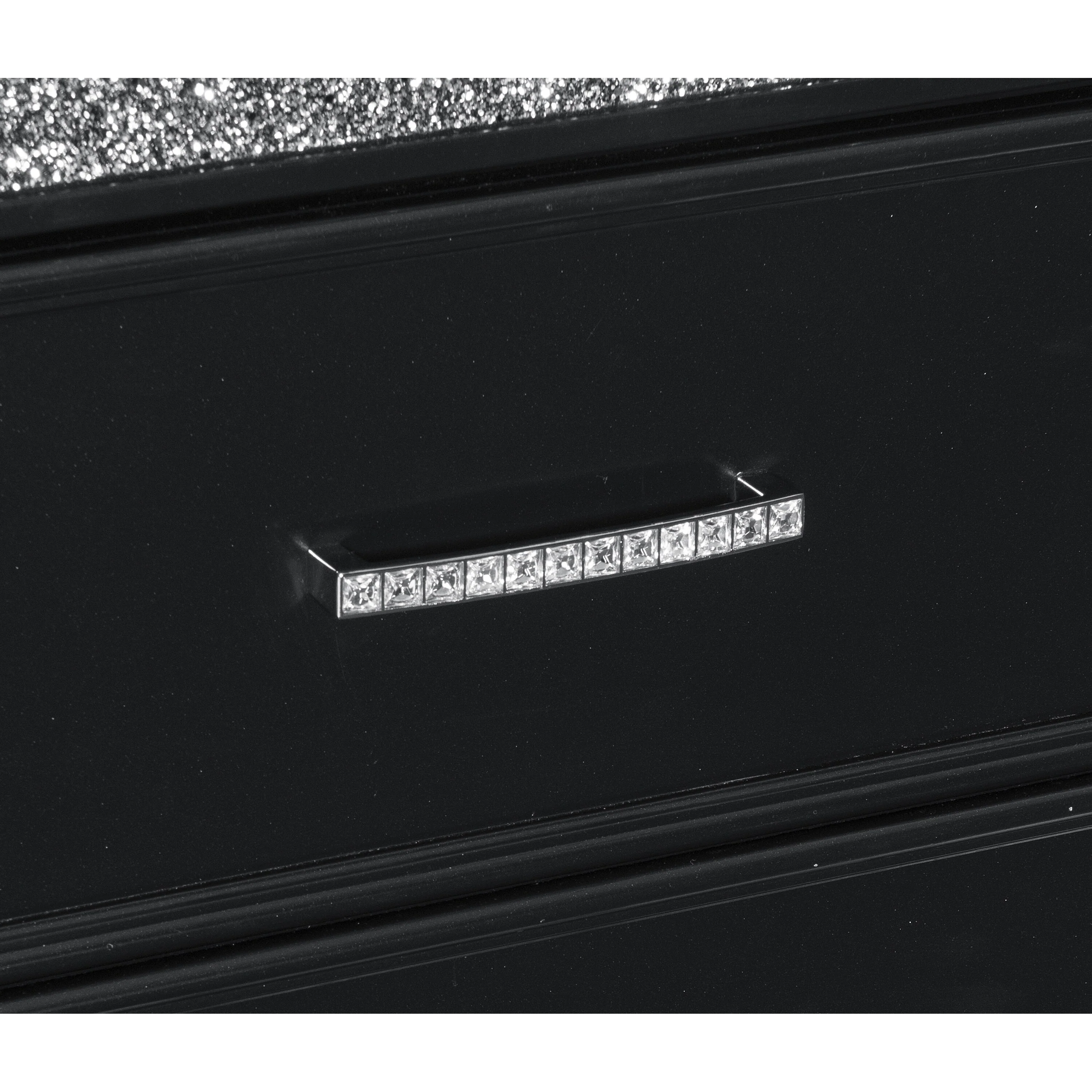 Glamourous Peal Metallic 1pc Nightstand of 2x Drawers Faux Crystal Handles Modern