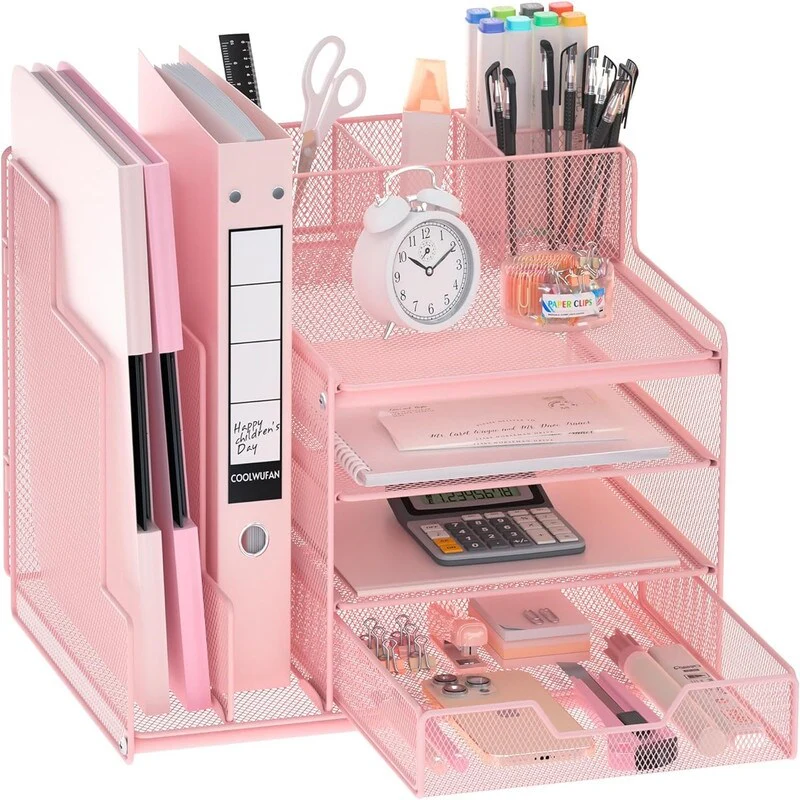 Desk Organizer with Mesh File Holder - 15D x 13W x 4H