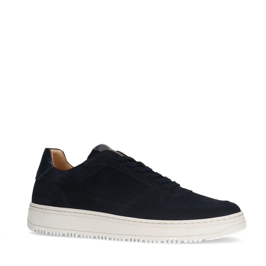 Manfield Donkerblauwe suède sneakers