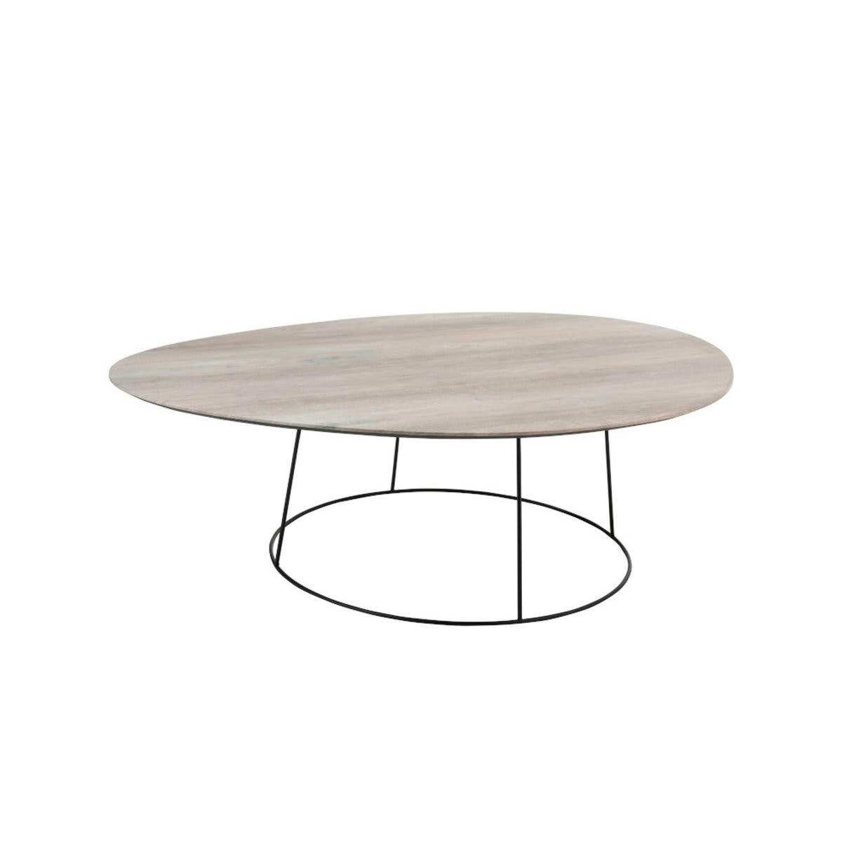 KADIA - Table basse ovale effet bois et métal