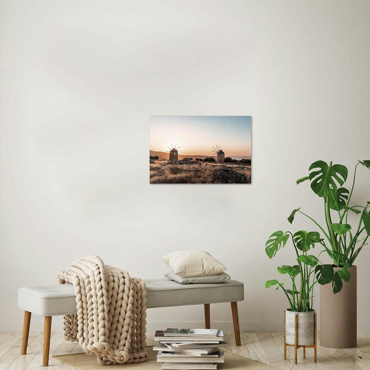 GRANDS ESPACES - Tableau sur verre moulins des champs 30x45 cm