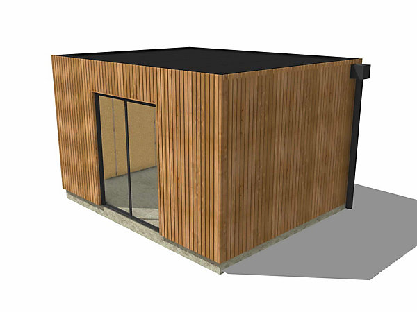 Extension bois traité autoclave en bois 4,4 x 3,5 x 2,7 m / menuiseries alu k-line