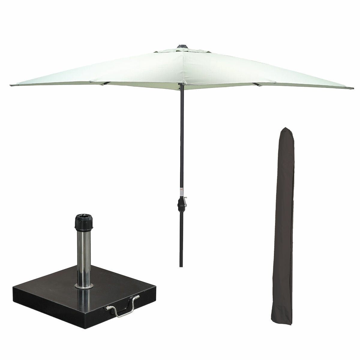 Garden Impressions stokparasol Lotus olijf 250x250 cm met 40kg Cosmo voet en hoes
