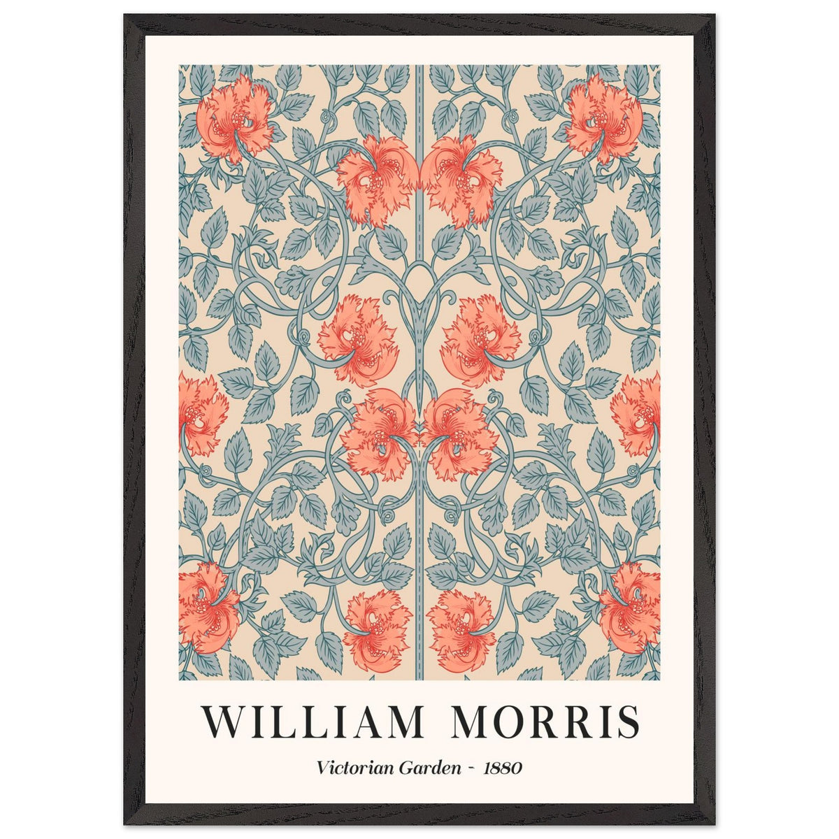 Artfulprints Poster met Lijst William Morris - Victorian garden 1880  - 50x70 cm - Meerkleurig