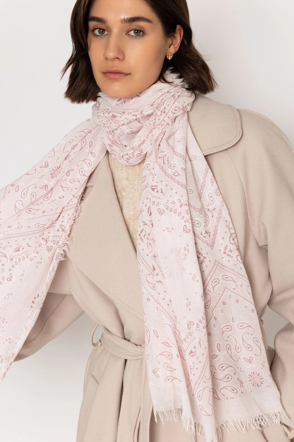 Pale Pink Paisley Pattern Scarf