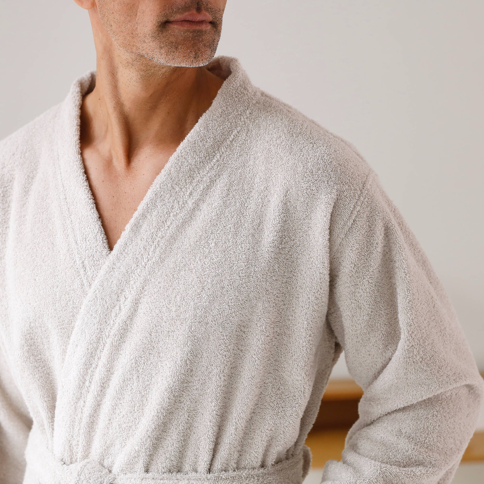Peignoir mixte adulte col kimono éponge bouclette
