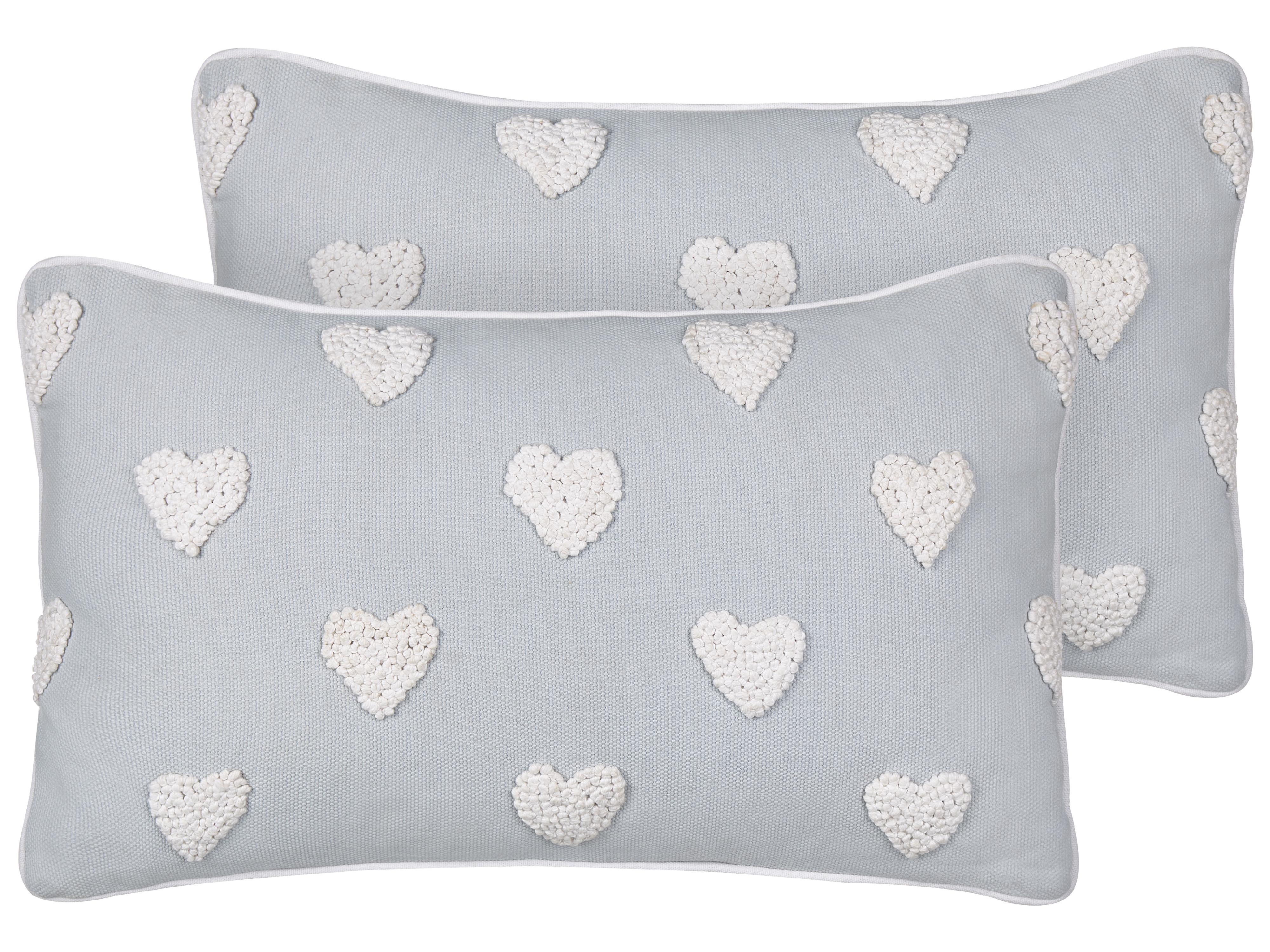 Set of 2 Decorative Cushions GAZANIA Cotton 30 x 50 cm Light Grey