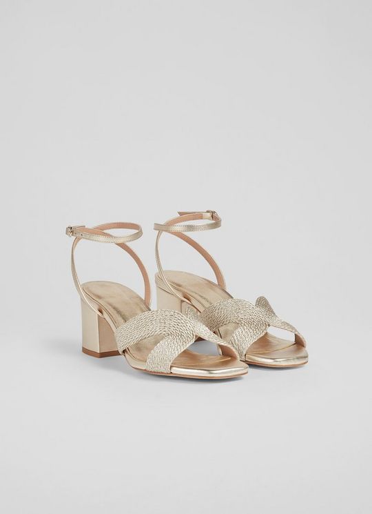 Stella Gold Woven Leather Sandals