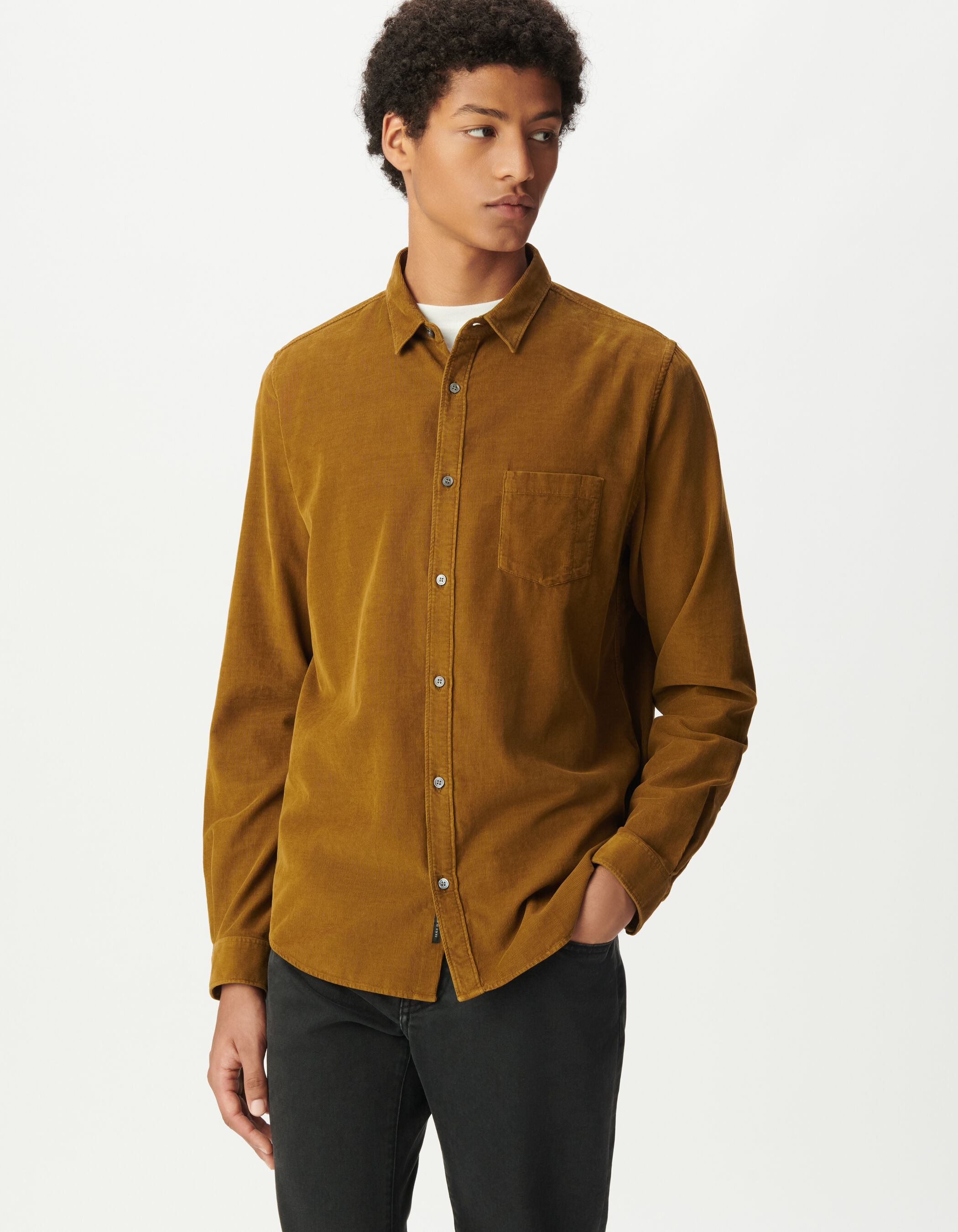Chemise regular marine coton bio velours milleraies Homme
