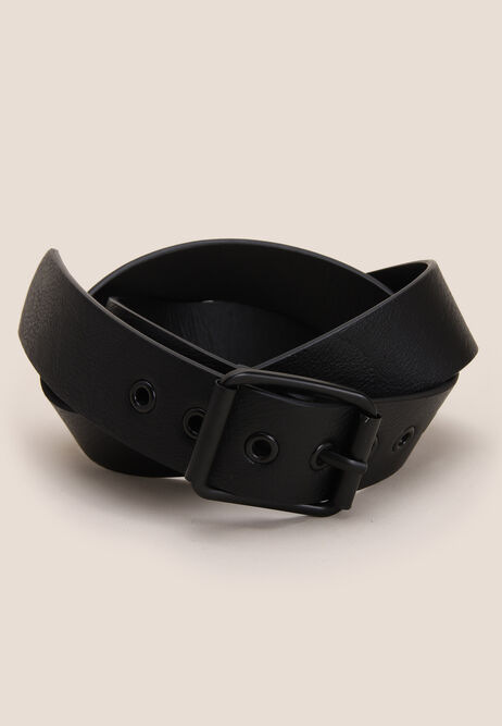 Mens Black Plain Large Buckle Belt