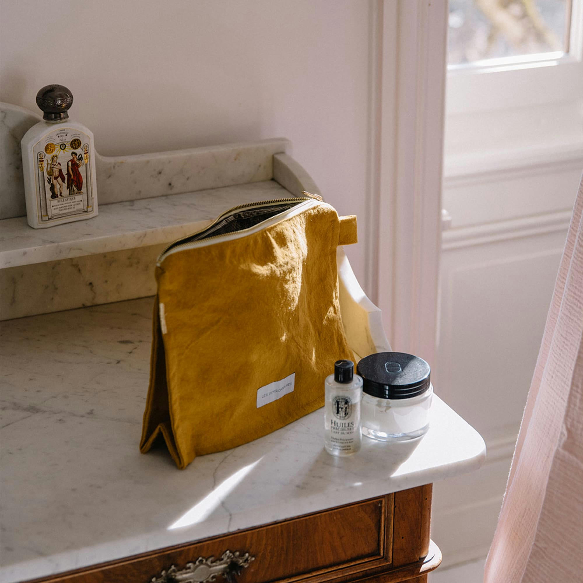 - Trousse de toilette en toile de coton bio rose délicat