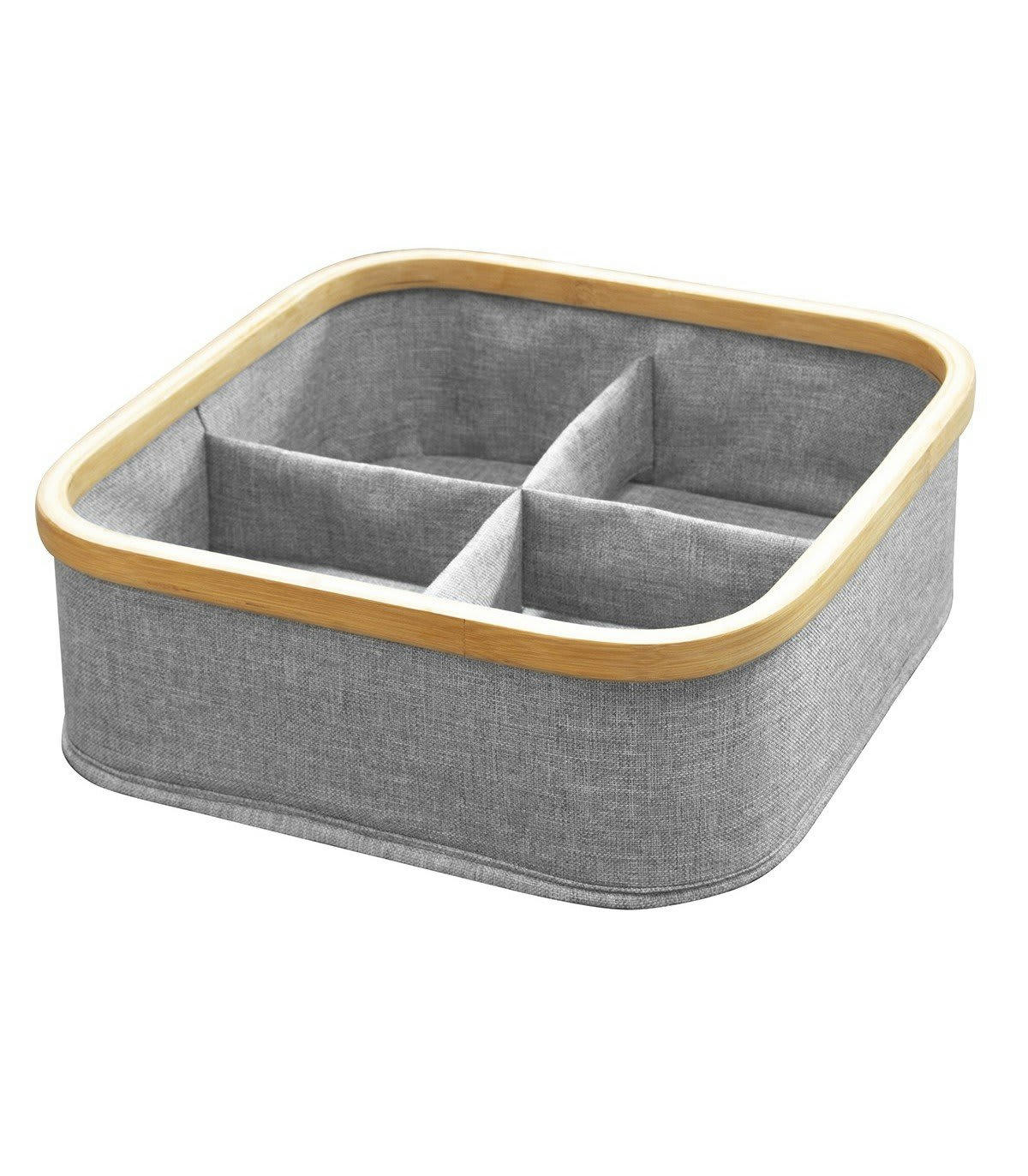 - Panier cadre bambou 4 compartiments - Gris