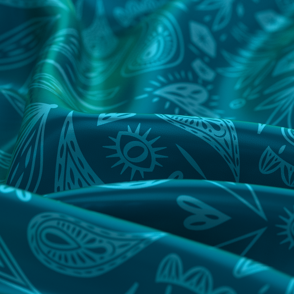 Foulard imprimé bleu Georgettes