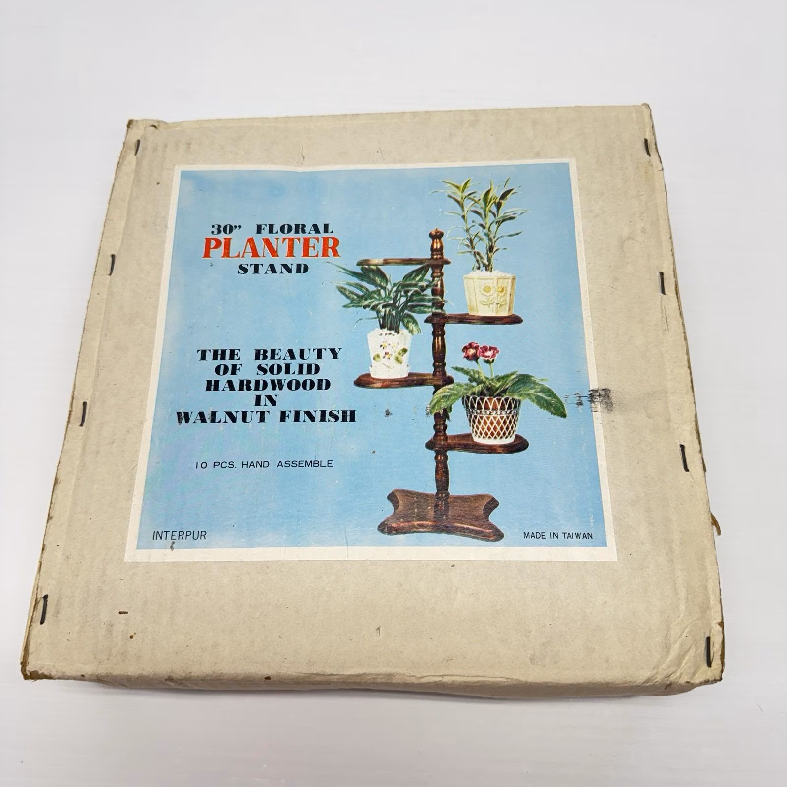 Vintage Mid Century Wood Spindle Plant Stand, 30