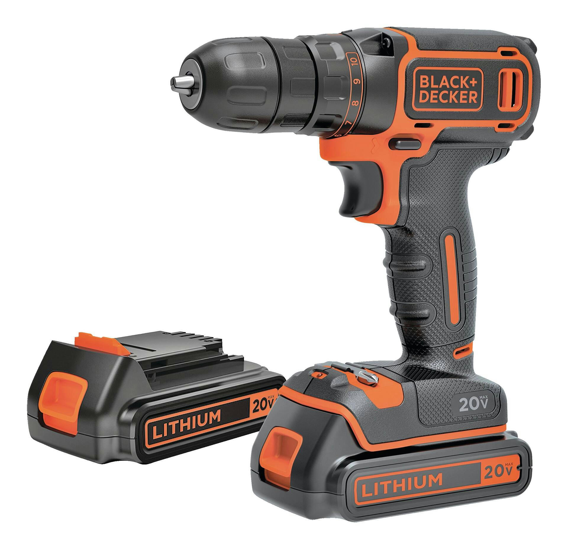 Black + Decker BDCDD120C-2 20V Max Lithium-Ion Cordless Drill/Driver with Battery & Charger, 3/8-in