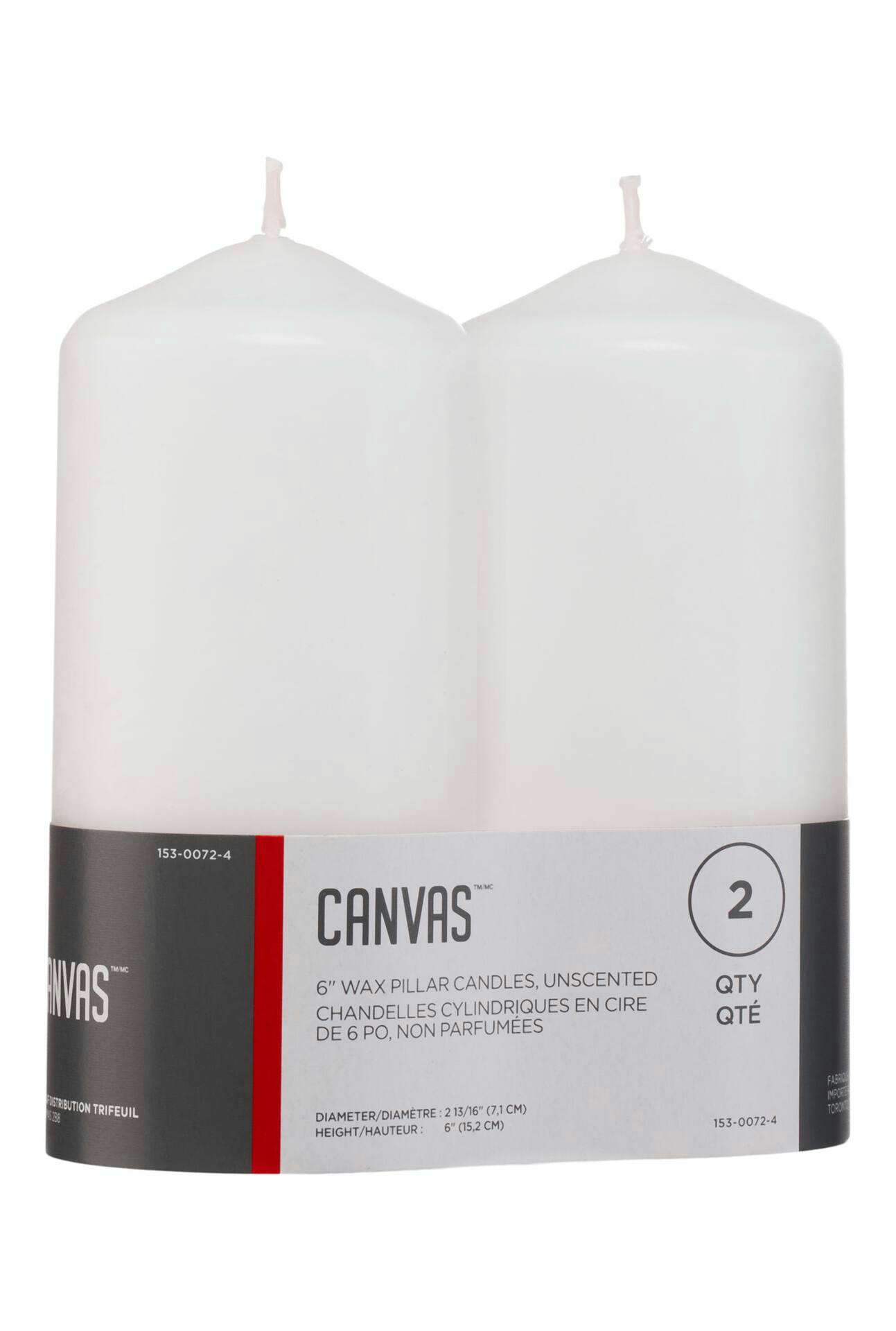 CANVAS Pillar Candle, 3-in x 6-in, 2-pk