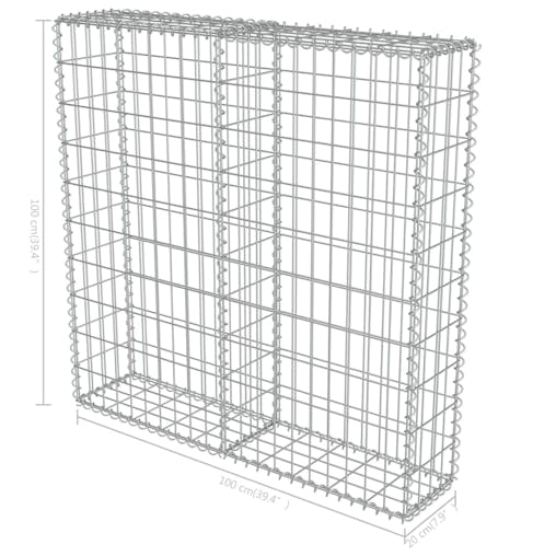 NNEVL Gabion Wall with Covers Galvanised Steel 100x20x100 cm