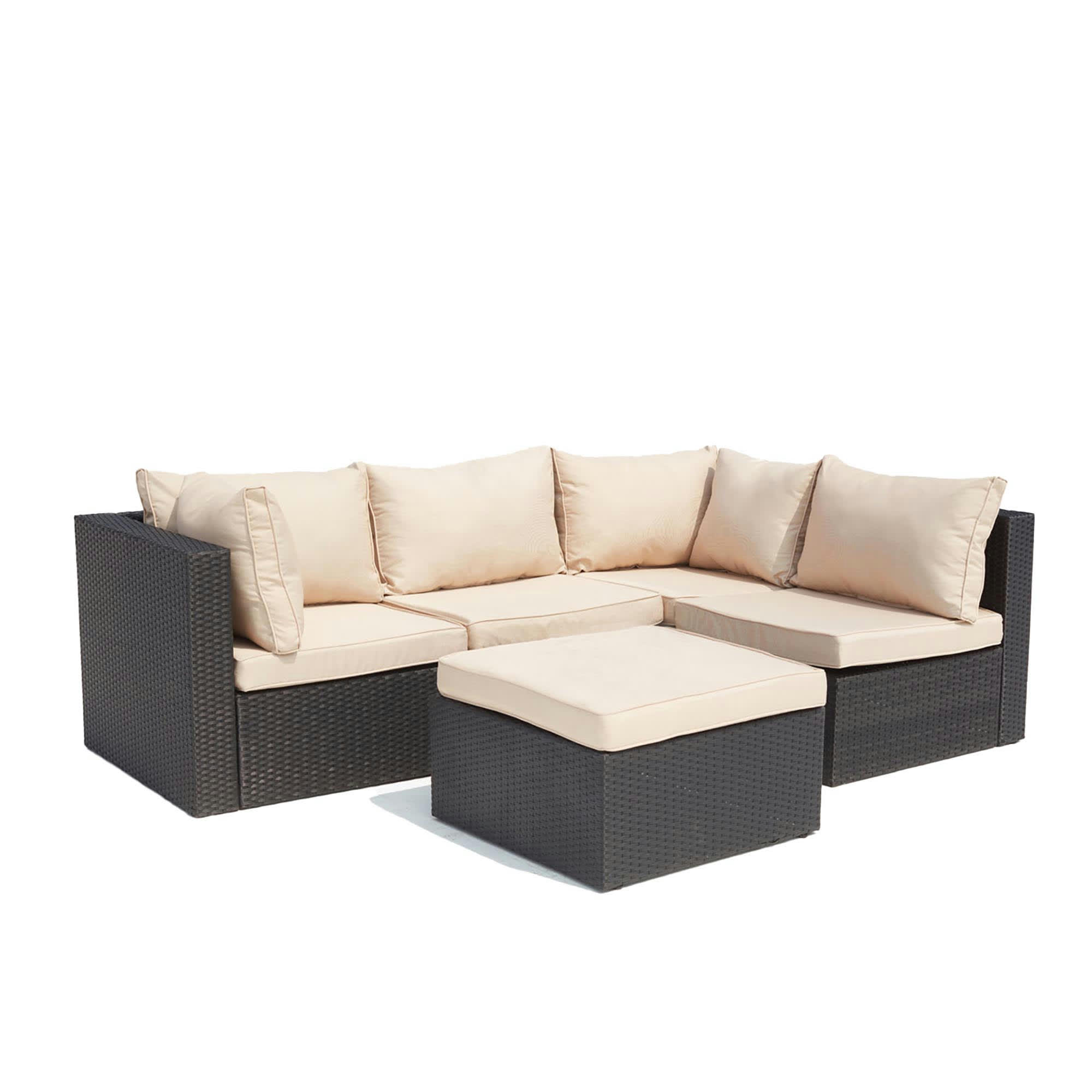 MILANO - Salon de jardin modulable 5 places en résine tressée blanc