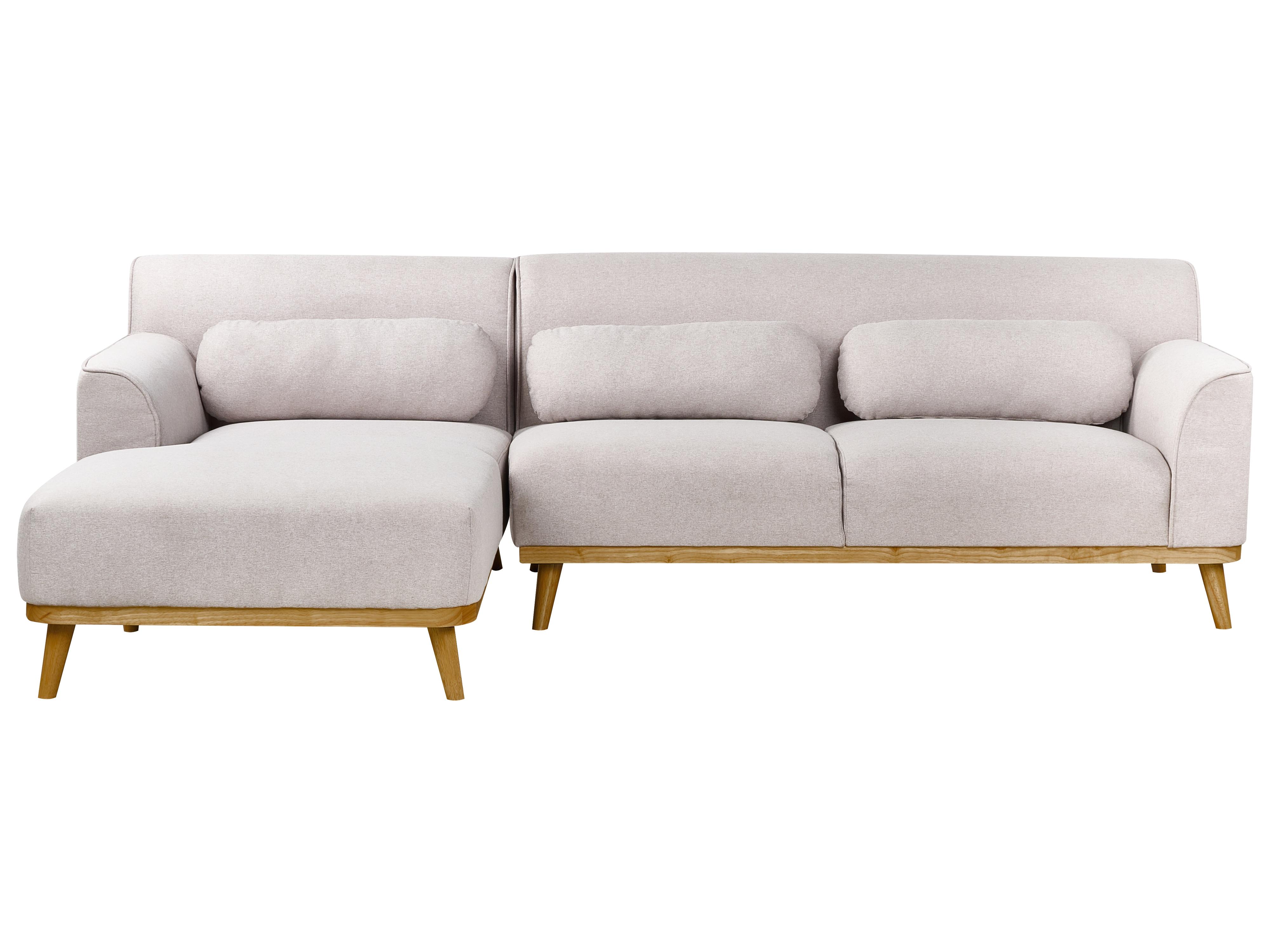 Corner Sofa 3 Seater SIMOS Fabric Light Grey Left Hand