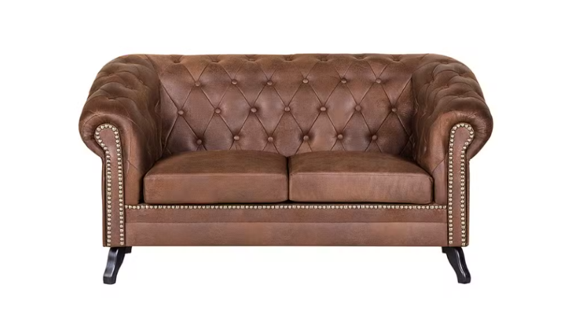 Ropez Chesterfield Sofa 2 os. Pikowana Glasgow zamsz brąz