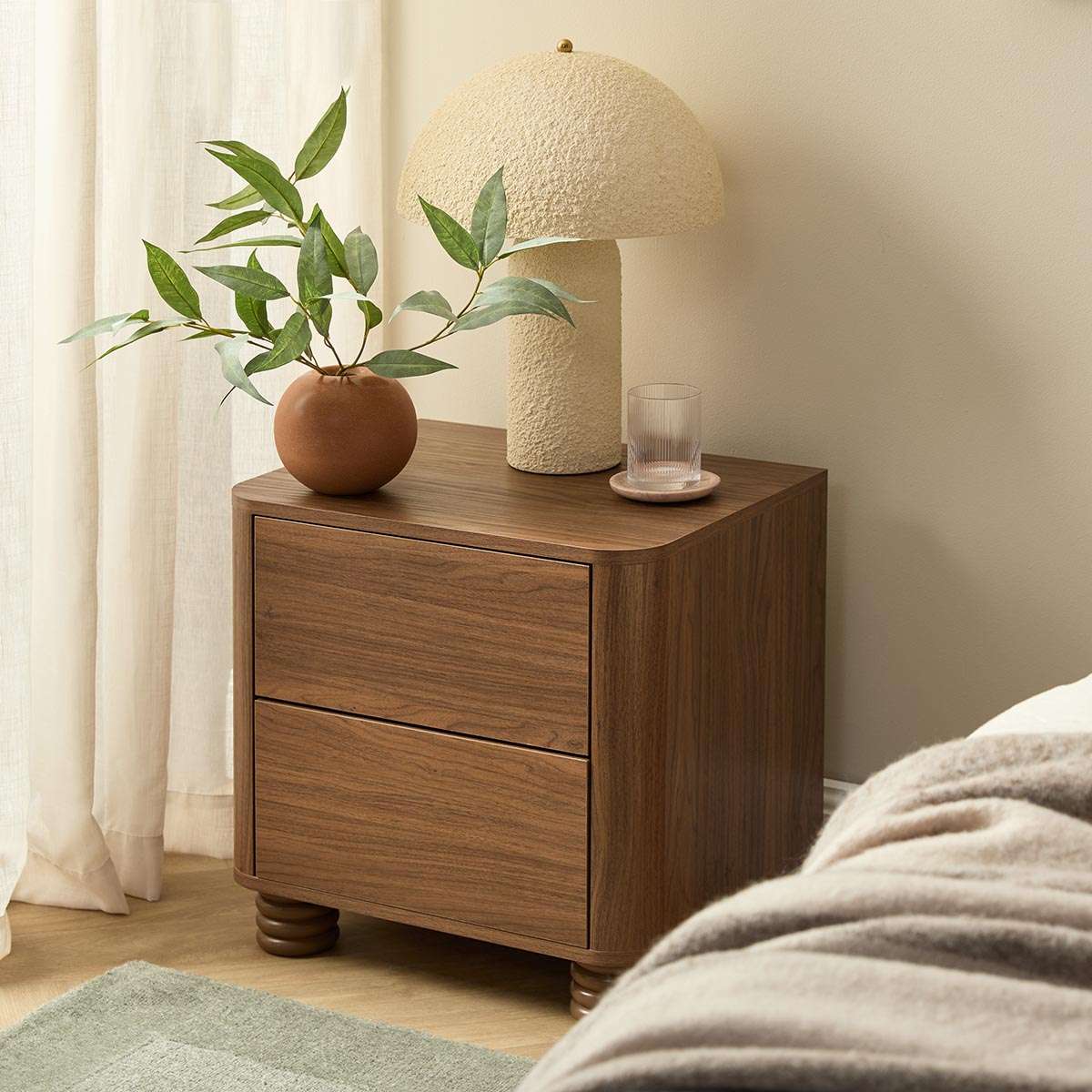 Ziggy Bedside Table - Walnut