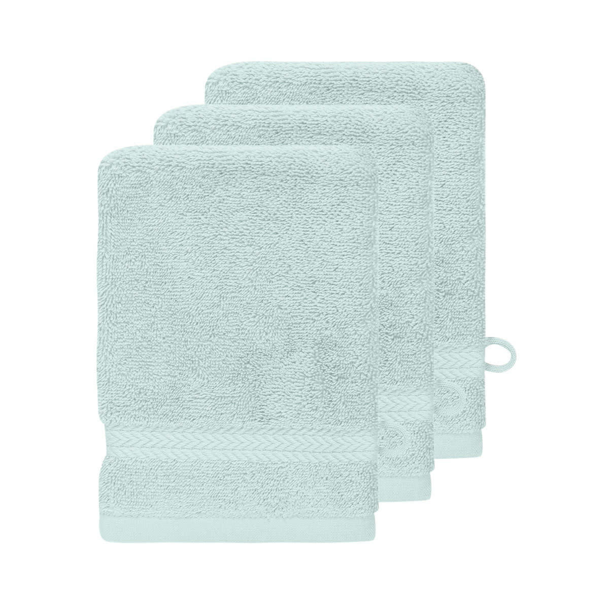 LUXURY - Lot de 3 gants de toilette 550gr/m²  bleu arctic 16x22 cm
