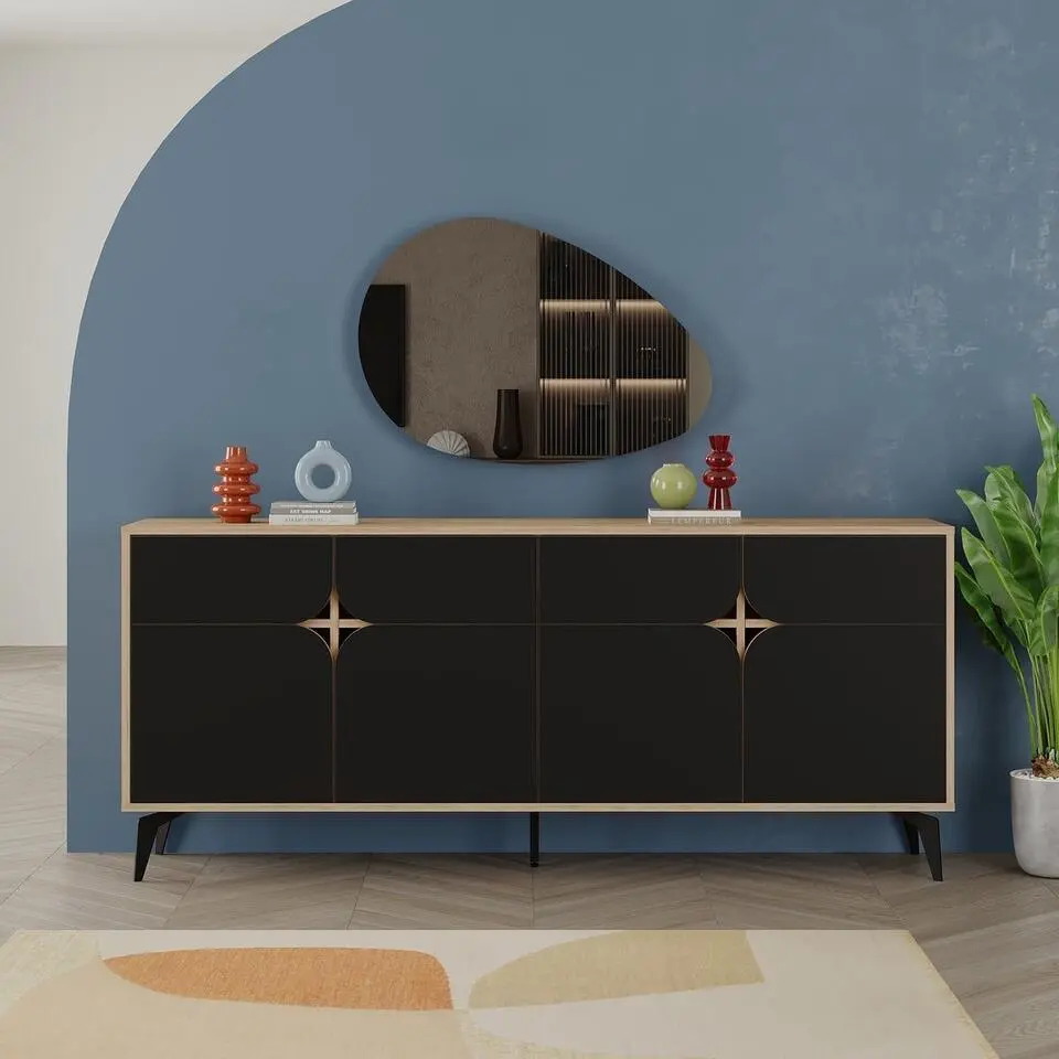 CALICOSY - NOLA Dressoir - Licht hout - 40x185x79 cm