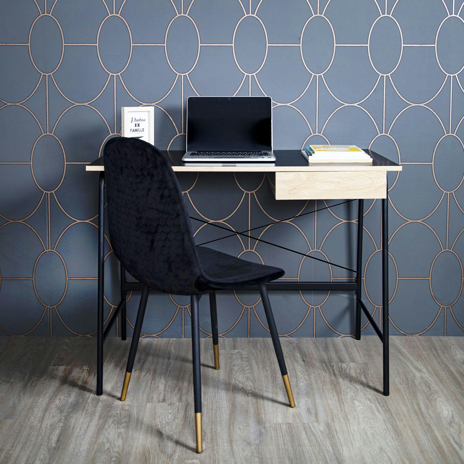 STANFORD - Bureau industriel en bois noir