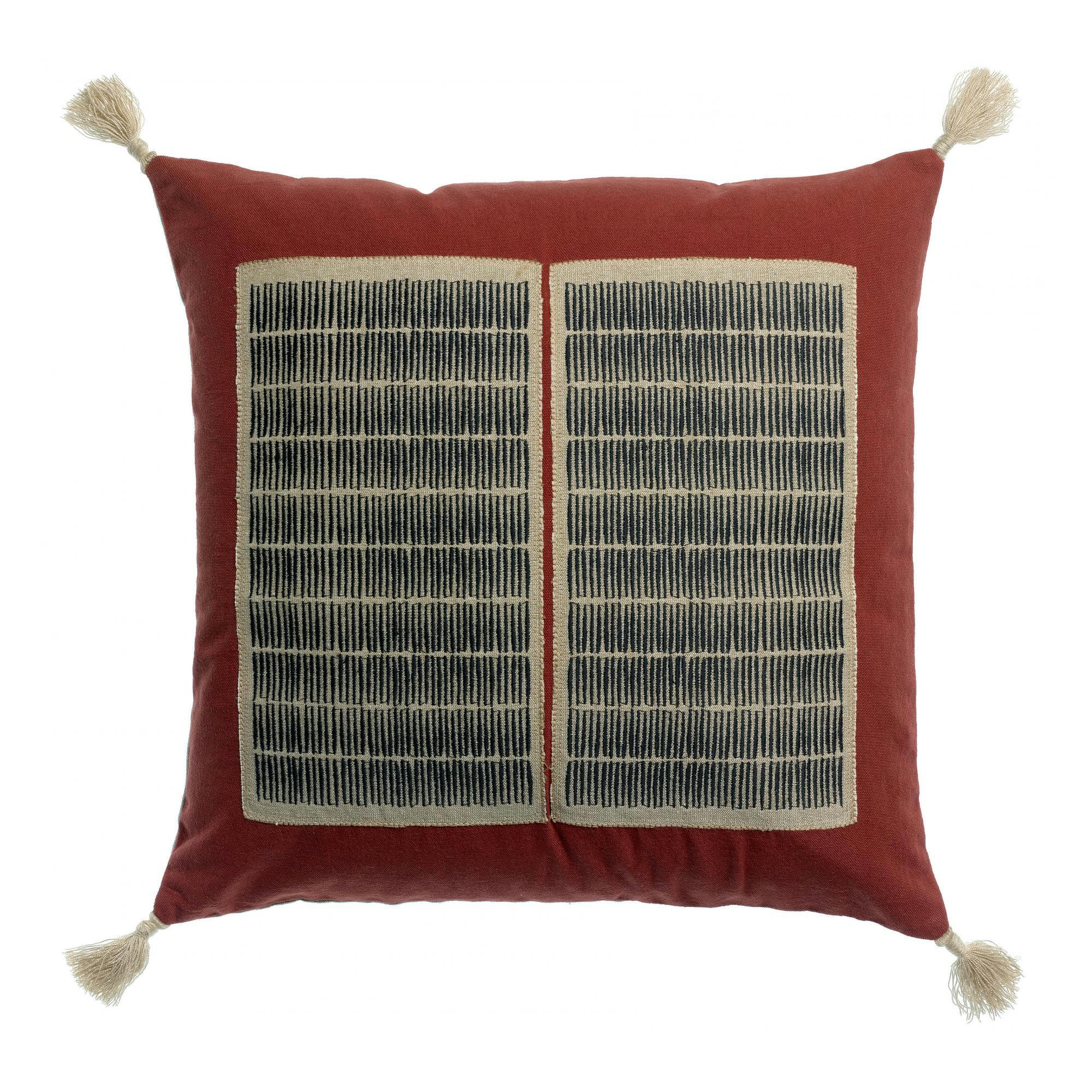 YAEL - Coussin brodé Yaël en coton geranium 45 x 45