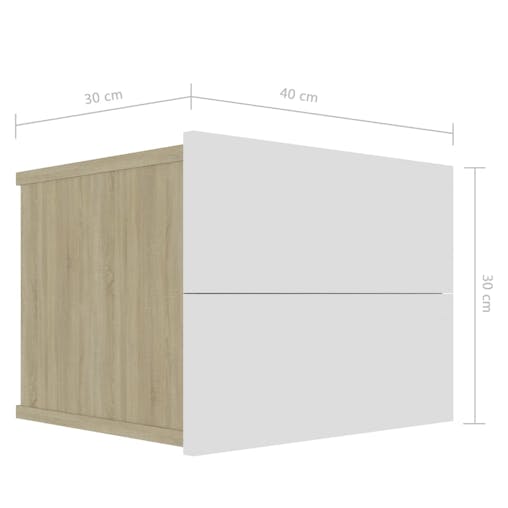 NNEVL Bedside Cabinets 2 pcs White and Sonoma Oak 40x30x30 cm Chipboard
