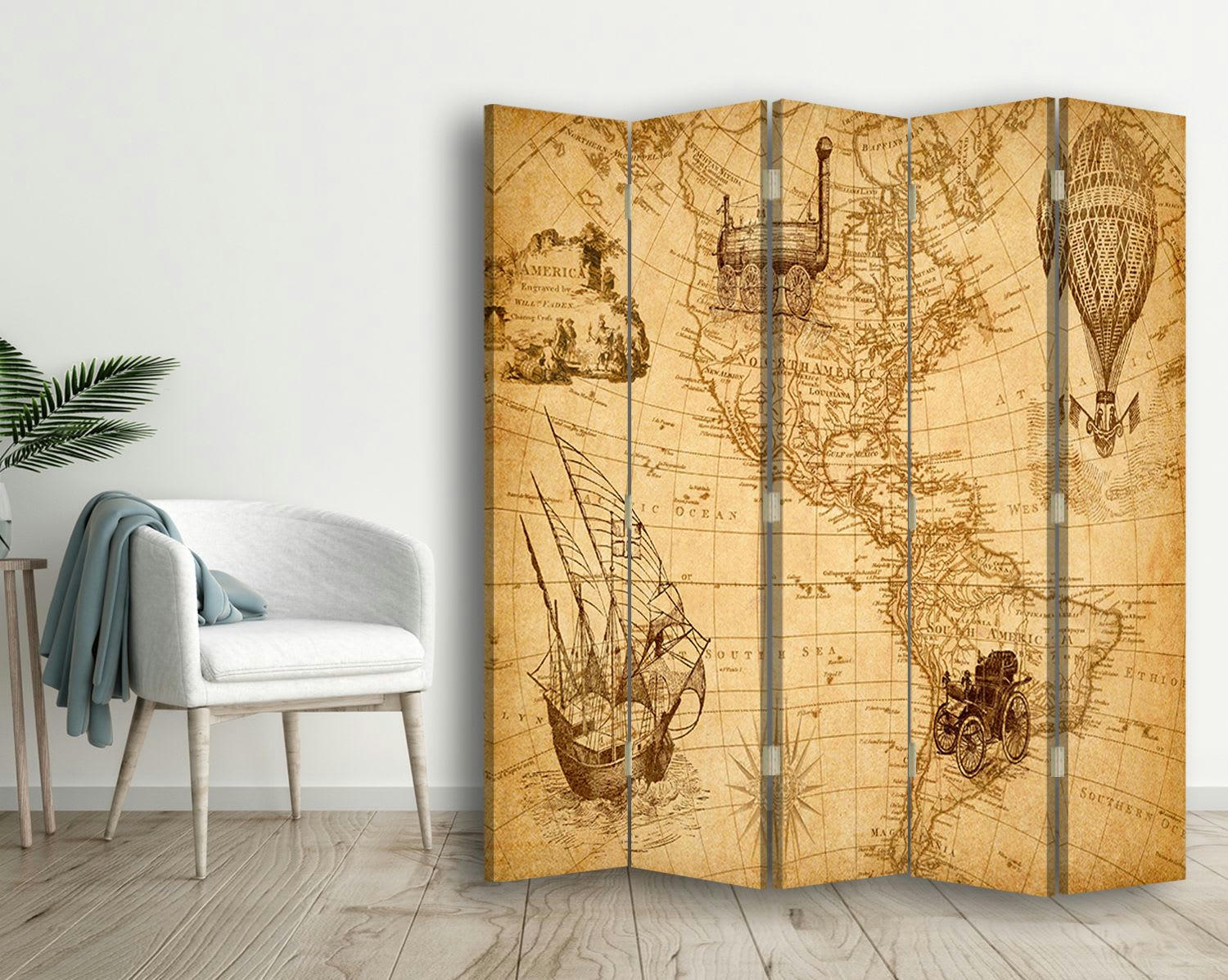 - Paravent - Cloison Voyages Américains cm 180x170 (5 volets)